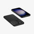 ACS05639 - Galaxy S23 Ultra Case Optik Armor in black showing the back with lens protector slot open